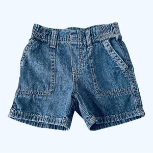 Circo denim blue cotton shorts Girl 18 Mo pull-on side back pocket elastic waist